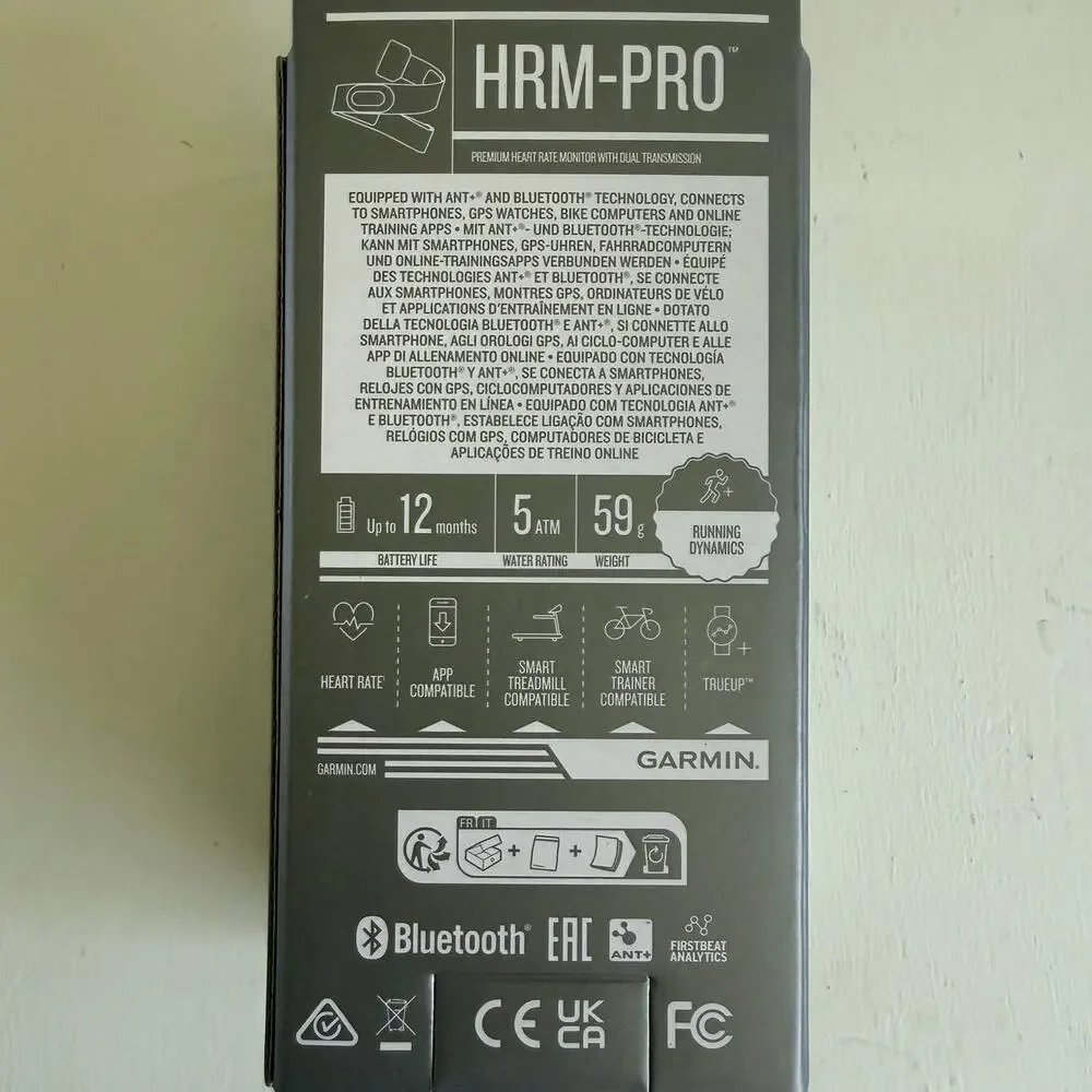 Garmin HRM-Pro Premium Heart Rate Monitor Chest Strap ANT+ Bluetooth NEW